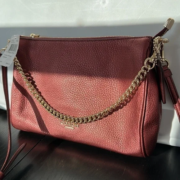 Coach CARRIE CROSSBODY IN METALLIC LEATHER - Picture 4 of 14